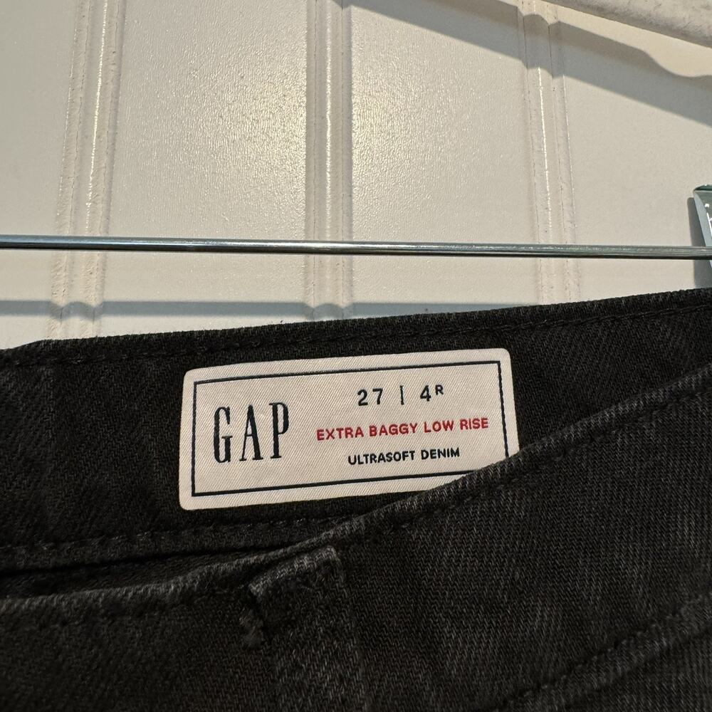 GAP Extra Baggy Low Rise Jeans Black Ultra Soft Denim Size 27 - Picture 4 of 6